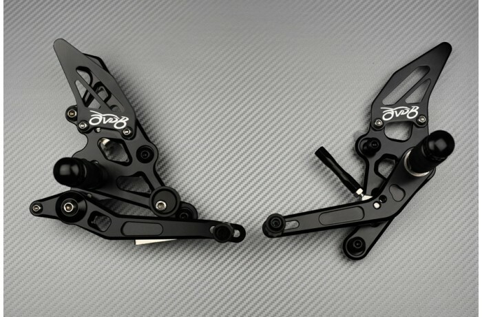 Commandes reculées piste et route pour moto Yamaha MT-07 noire