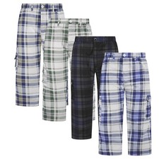Mens 3/4 Check Shorts Cotton Regular Casual Summer Cargo Combat Three Quarters