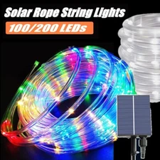 Solar Rope Tube Lights 100/200 LED Waterproof String Light Outdoor Garden Lamp