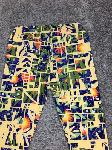 Lularoe Leggings Tall & Curvy Womens Yellow Blue Pink Plaid Flower Design - Picture 13 of 14