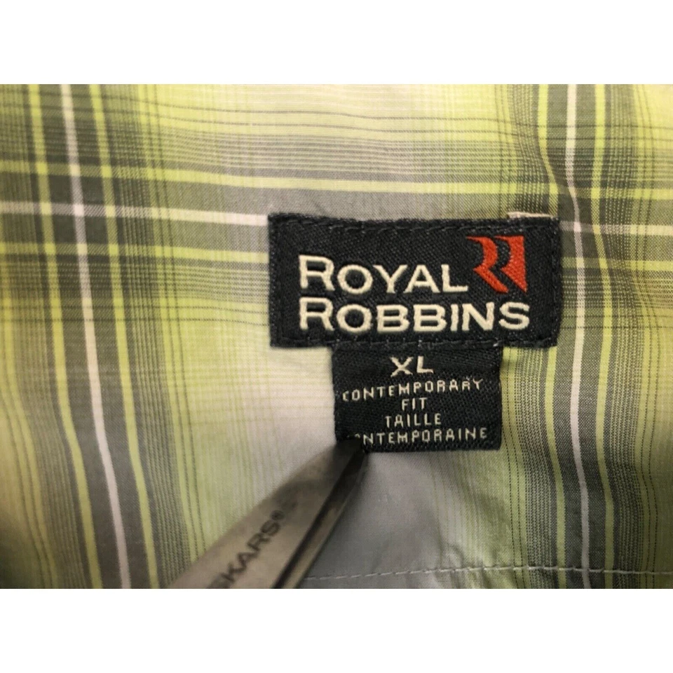 Royal Robbins Shirt XL Extra Large Button Up Short Sleeve Plaid Green Men's - Image 3 of 4