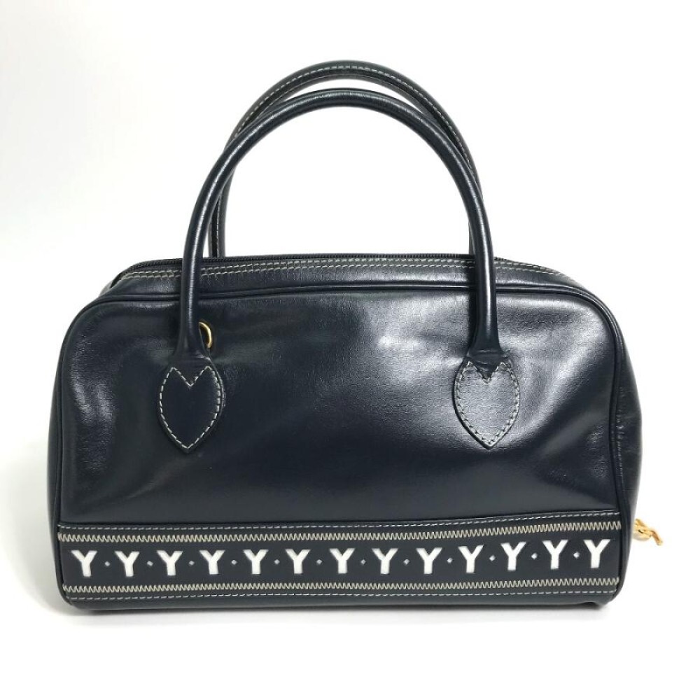 YVES SAINT LAURENT Borsa a mano motivo Y con tracolla bianco blu navy