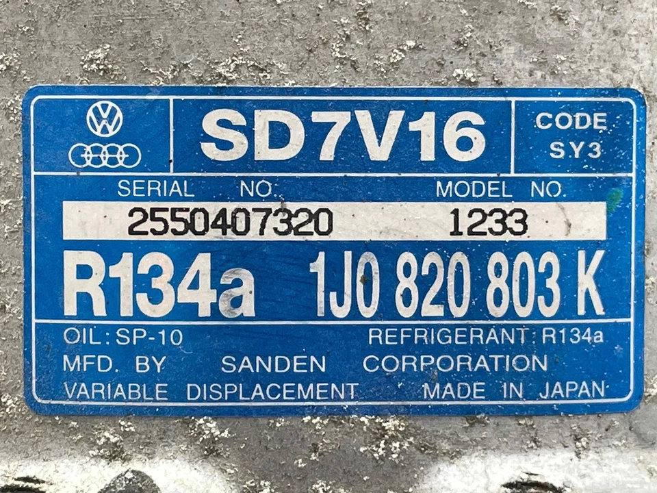 Volkswagen Jetta 2004 excepto Gli 2,0 L aire acondicionado compresor de aire 62 k millas 1J0820803 k 11 Foto 2 de 4