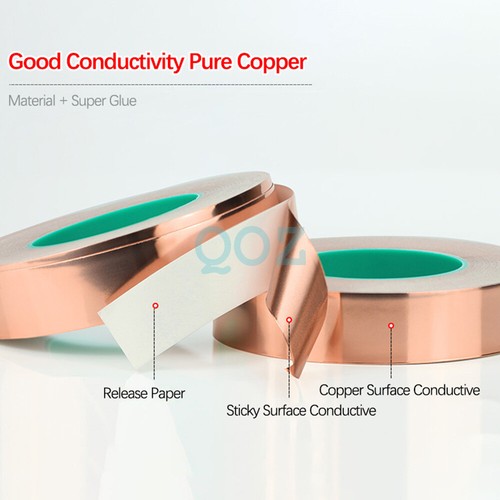 Copper Foil Tape Shielding For Guitar/Slug Snail Barrier Self Adhesive 50M x10mm - Picture 9 of 17