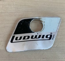 LUDWIG 80s Vtg Black White BADGE Logo Plate Drum Emblem Part Escucheon Acro US