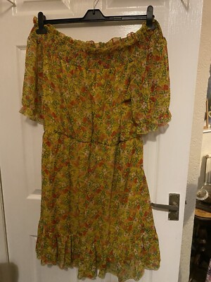 Ladies Gypsy Dress In Mustard Size 18 By Papaya Fully Lined