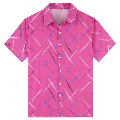 Mens Colorful Striped Casual Short Sleeve Button Down Vacation Holiday Tops - Picture 14 of 77