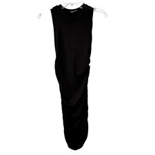 Little Black Dress size S Ribbed Bodycon Ruched Sides Sleeveless Crewneck Shein