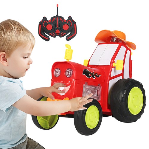 Coche de control remoto con luces música RC coche de acrobacias coche de salto para niños niñas (rojo) - Imagen 6 de 9