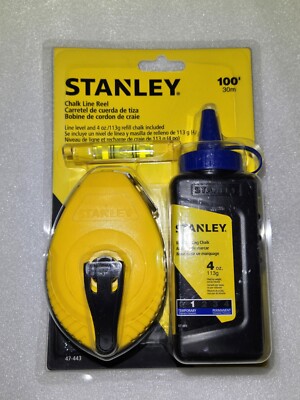 Stanley Chalk Line -100 Ft- Power Winder - Marking Chalk - (47 - 443) Brand New 