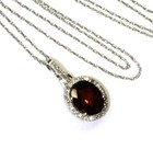 New 14k white gold .16ct diamond Natural Garnet Halo pendant necklace 2g 16" — photo 7