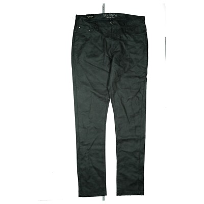 SO SOIRE Damen slim fit stretch Jeans Hose W33 L32 Kunstleder schwarz grau NEU.