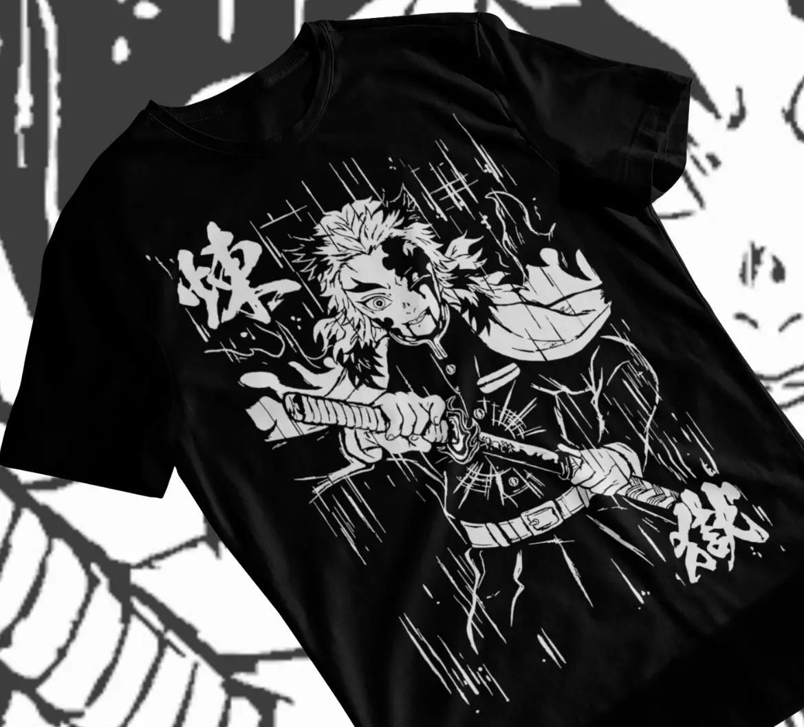 Demon Slayer T-shirt Kyojuro Rengoku Anime Kimetsu No Yaiba Anime