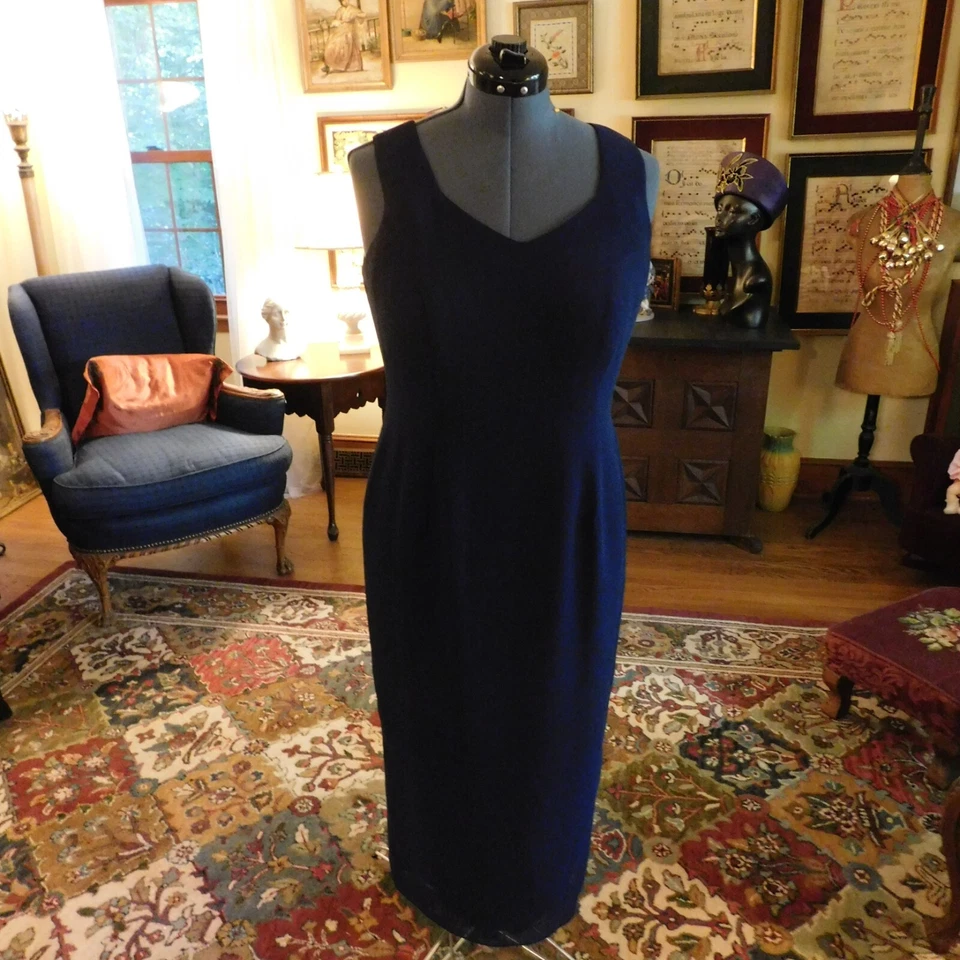 "R&M RICHARDS" 2/PIECE NAVY CREPE CHIFFON GOWN & BEADED JACKET SZ 12P - Image 4 of 4