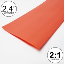 2.4" ID Red Heat Shrink Tube 2:1 ratio 2.5 wrap 10 feet inch/ft/to 60mm