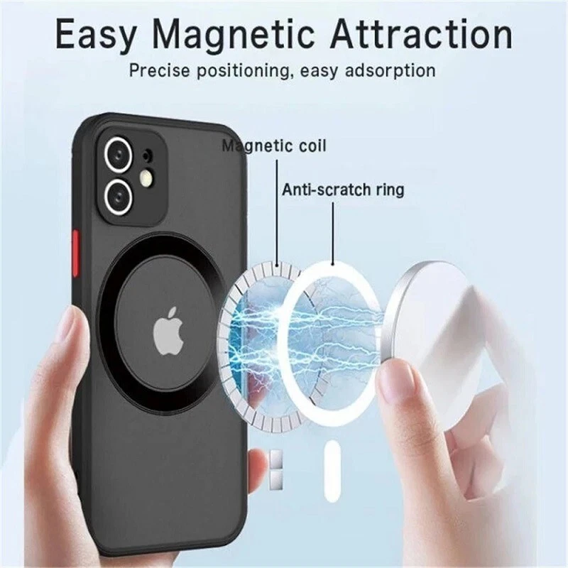 Funda de carga para teléfono Magsafe magnético de lujo para iPhone cubierta mate inalámbrica Foto 4 de 4