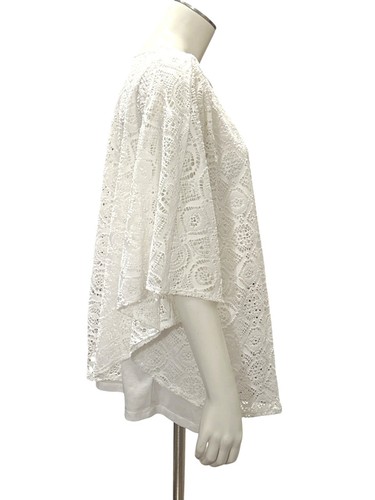 Ivy Ridge White Crochet Lace Blouse With Open Back Flutter Sleeves Boho Style LG - Picture 6 of 10