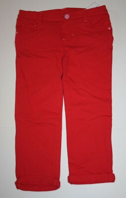 NEW Carter's Girls Red Terry Pants Heart Pockets 2 3 4 5 6  8 Pants Pull On Comf