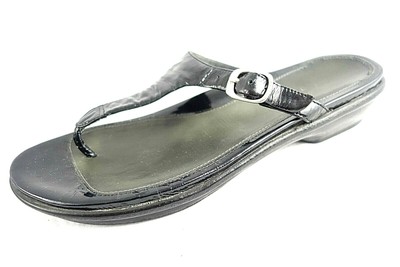 Dansko Black Patent Leather Flip Flop Sandals Thong Ceres Women's 40 9.5 10 | eBay