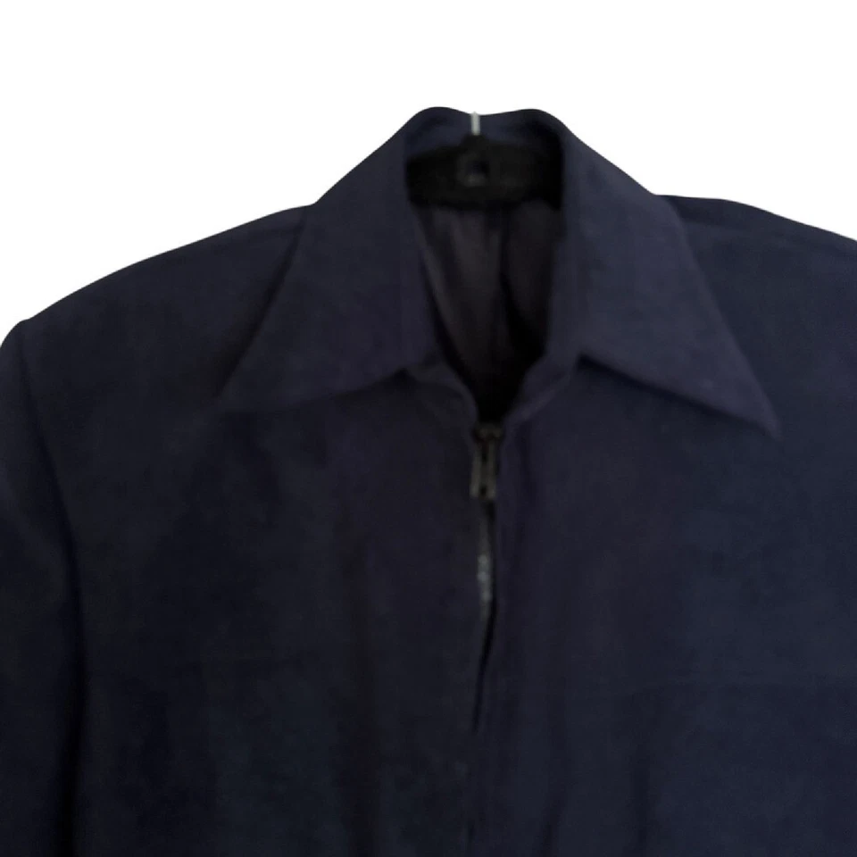 Chaqueta de Gamuza Griffin Cremallera Completa Cuello Azul Oscuro Abrigo Para Hombre Talla M Foto 4 de 4