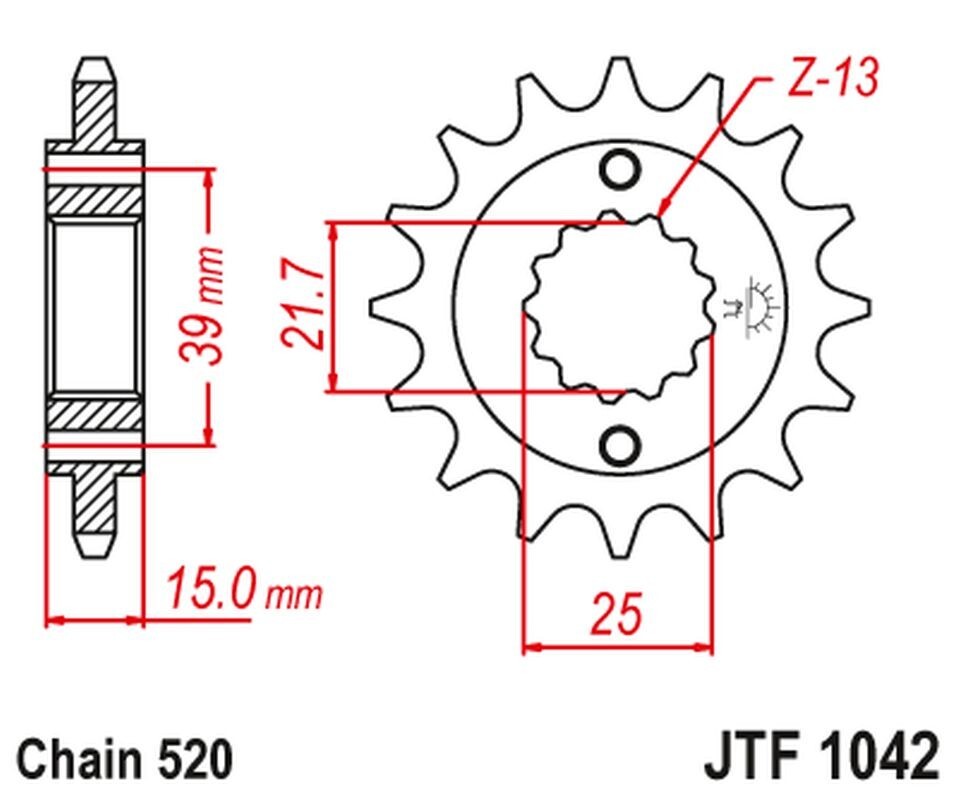 Pignon avant en acier trempé 212816JT pour quad Kymco MXU
