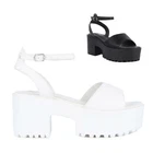 Womens Platform Sandals Ladies Mid Low Block Heel Chunky Ankle Strap Party Shoes