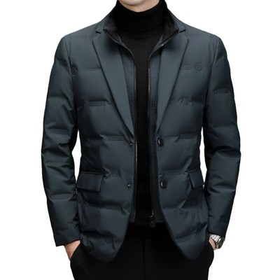 Winter Down Men Suit Collar Scarf Light Down Jacket Handsome Coats Business Tops