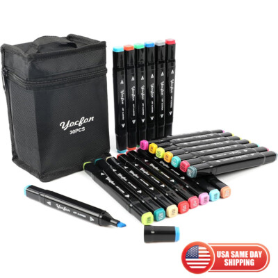 30 Colors Alcohol Markers Set Dual Tips Permanent Art Drawing for Kids & Adult