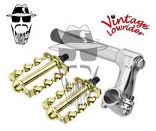 Vintage Lowrider Stem 2-Screw 21.1 Chrome Pedals Flat Twisted 1/2" Gold