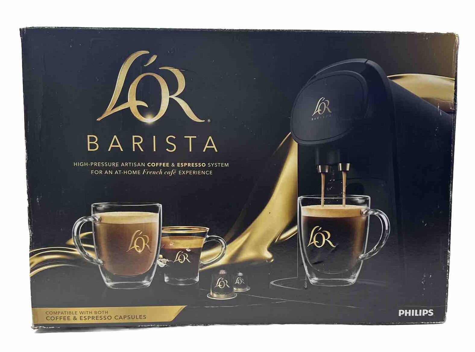 L'OR Barista System Coffee and Espresso Machine Combo by Philips, Black