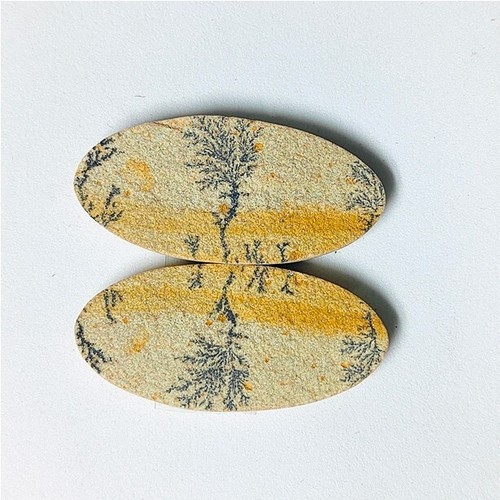 Psilomelane Dendrite Pair Natural Cabochon LooseGemstone Earring 55 Ct. ME-11491 - Picture 2 of 3