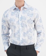 New Mens Bar III Slim Fit Stretch White Amalfi Scenic Dress Shirt XL 17/17.5