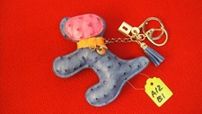 Rhinestone Accented Faux Leather Puppy Dog Keychain