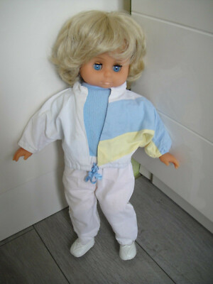  DDR Ostalgie blonde Puppe Mädchen Stoffkörper - ARI/BIGGI/SONNI ?? 45 cm groß