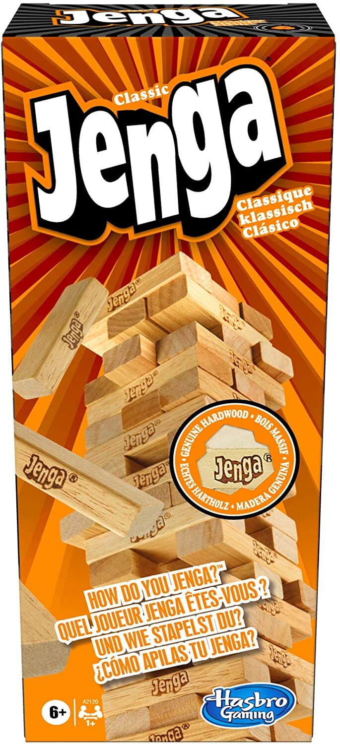 Hasbro A2120EU4 - Jenga Classic Kinderspiel Reaktionsgeschwindigkeit ab 6 Jahren