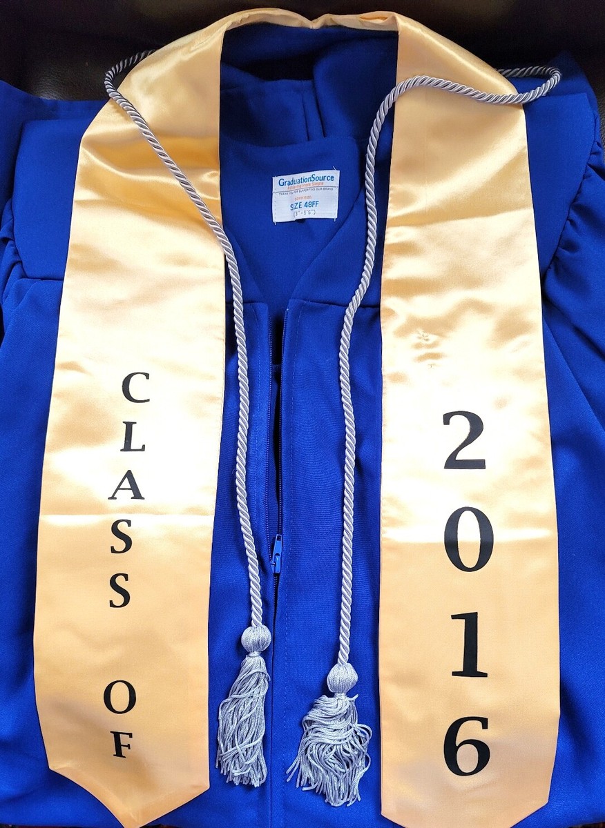 Graduation Blue Gown with 2016 Gold Sash Size 48FF | eBay Graduation Blue Gown with 2016 Gold Sash Size 48FF | eBay