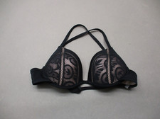 34B Shade Shore Womens Black Lace Underwire Lined Bikini Top 8B