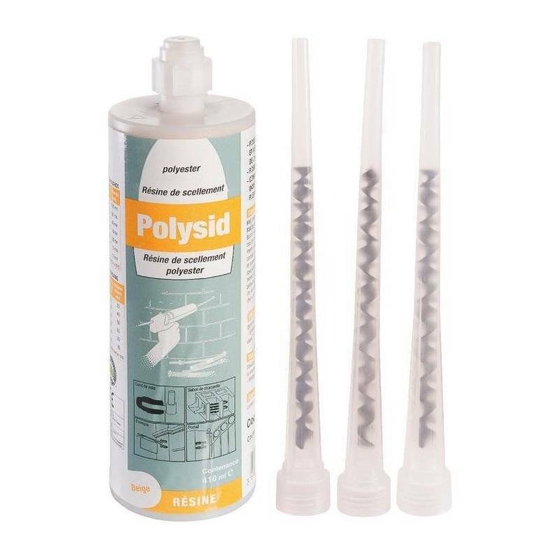 Résine de scellement polyester gris 410 ml pour fixation lourde