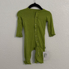 NWT- Kickee Pants- green bamboo snap coveralls with ruffle- Size 0-3 months