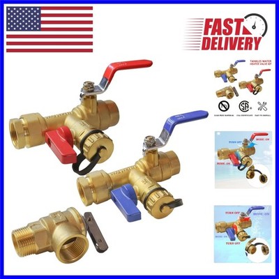 3/4-Inch Brass Service Valve Kit for Tankless Water Heaters - Pressure Relief...
