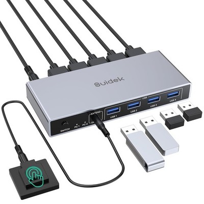 HDMI KVM Switch 2 Computer 1 Monitor 4K 60Hz USB 3.0