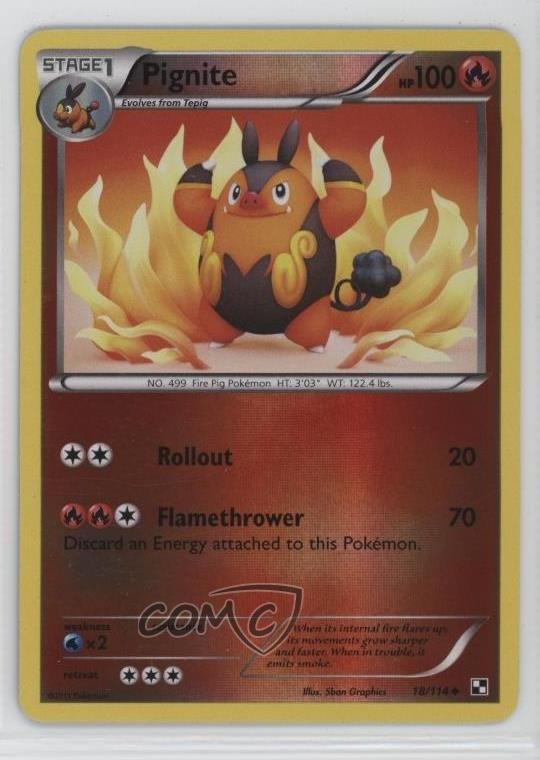 Pignite Reverse Foil Pokemon Black & White Base Set #18
