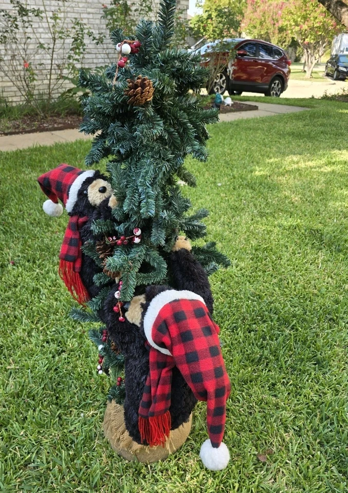 Rare HTF Ditz Designs Hen House Berry Christmas Tree Black Bears Holiday Decor - Image 3 of 4