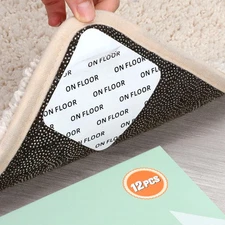 Home Techpro 12 PCS Rug Tape, Gripper for Hardwood Floors, White 