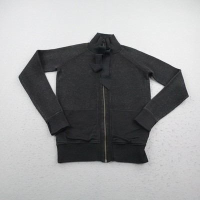 Lululemon Jacket Womens 8 Black Gray Heather Savasana Reversible Full Zip Knit
