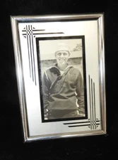 Vtg WWII U.S. Navy Sailor Photo Postcard in Art Deco Frame