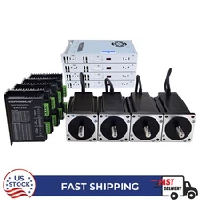 STEPPERONLIN 4/3 Axis Nema34 Stepper Motor 12Nm 6A Φ14mm Keyway &Driver CNC Kit