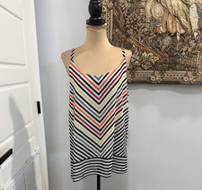 CAbi Linea Cami Top Womens Medium Multicolor Stripe Lined Scoop Neck Tank