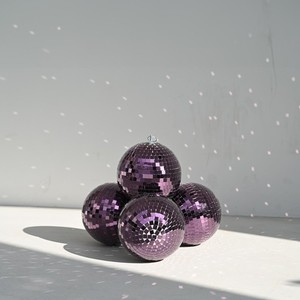 AplusChoice 4PCS 7" Disco Ball Mirror Ball Small Hanging Party Events Purple