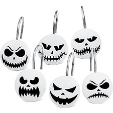 Jetec 12 Pcs Skull Shower Curtain Hooks Halloween Shower Rings Cool Style